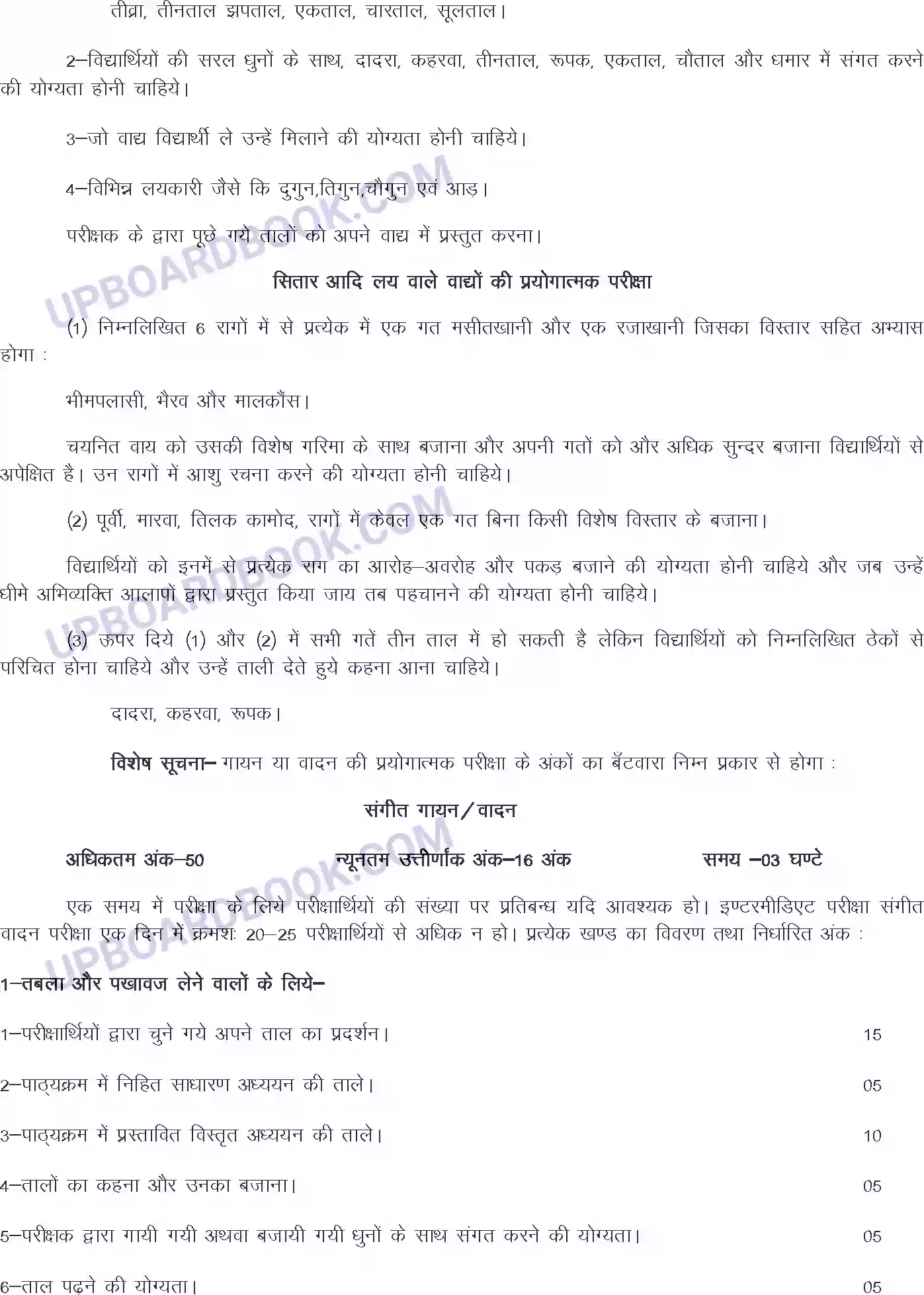 UP Board Syllabus for Class 11 Sangeet [vadan] Image 2